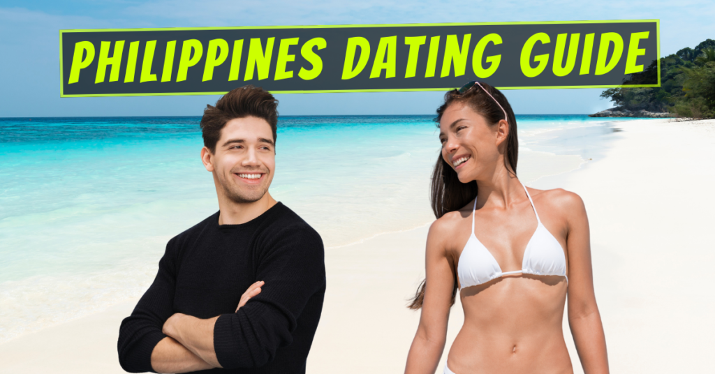 Featured image of the ultimate guide for foreigners looking to date Filipinas. Picture of handsome man with a Filipina in a Bikini.