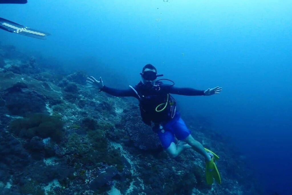 Eric James scuba diving in Cebu, Philippines.