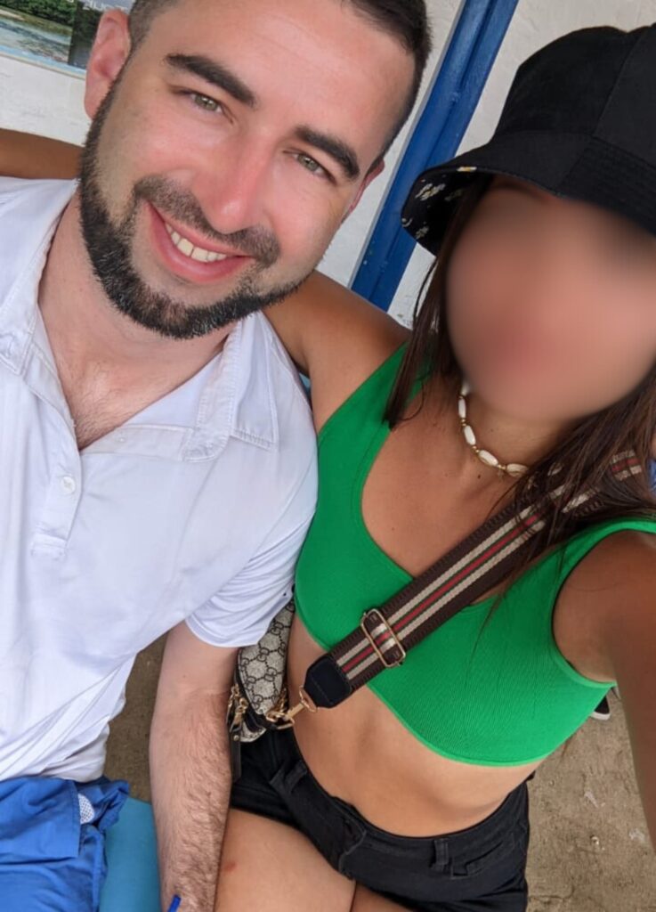 Hot Colombian girlfriend with her American boyfriend dating in Medellin, Colombia.