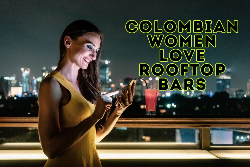 Colombian woman on a rooftop bar in Medelllin, Colombia.