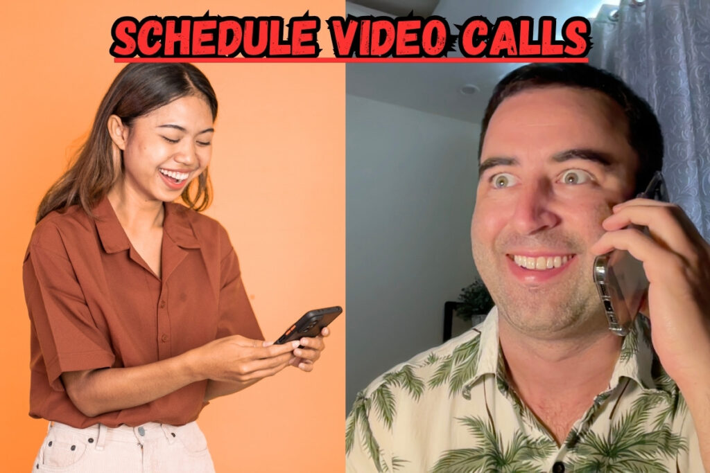 Video calling a Filipina girlfriend to maintain a long-distance relationship.