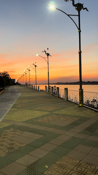 Beautiful view of sunset and Mekong River in Nong Khai, Thailand at the Mut Mee Guest House.