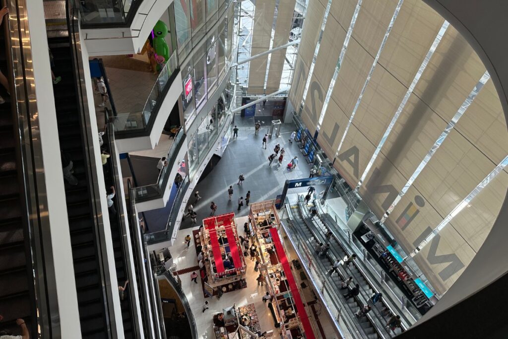 Terminal 21 shopping mall in Bangkok, Thailand. View from the fifth floor looking down.