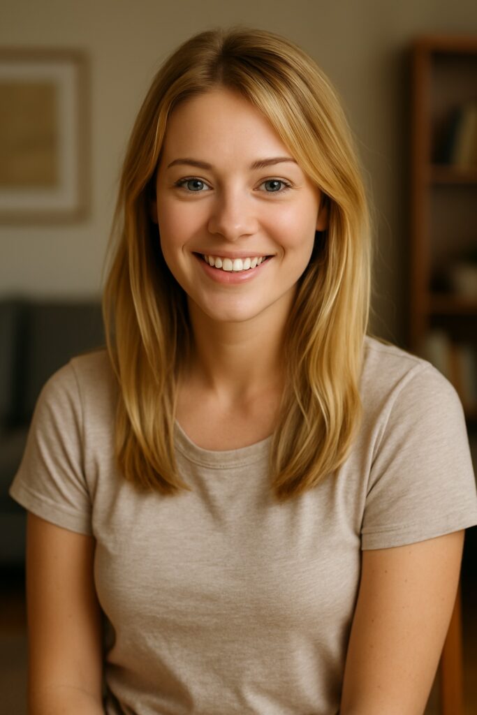 AI generated picture of a girl next door type based on Penny from the Big Bang Theory.