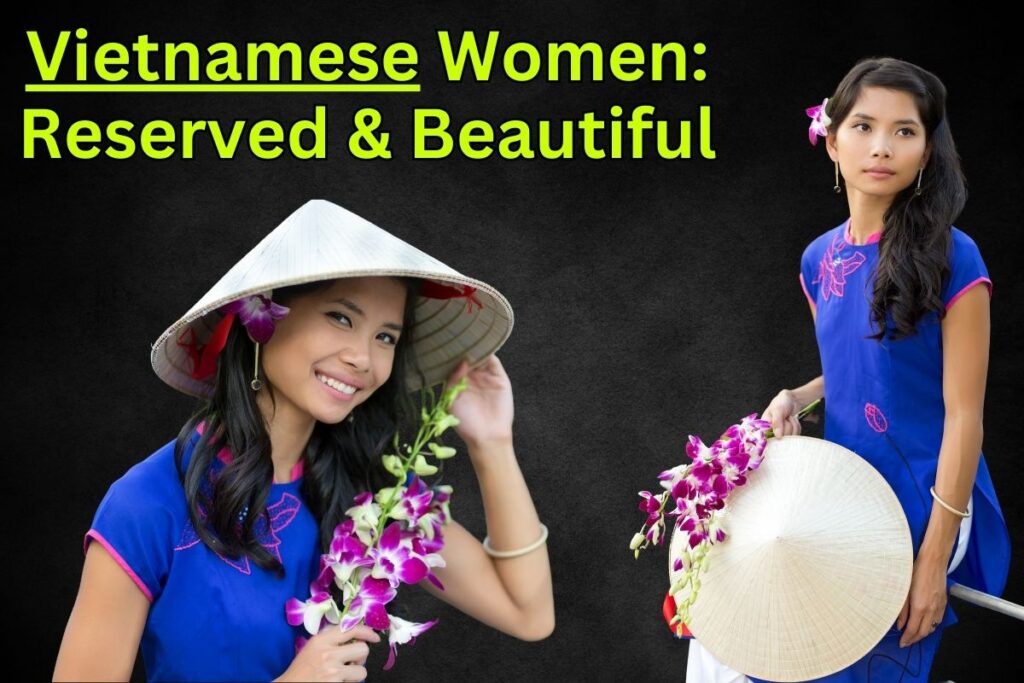 Vietnamese women, reserved and beautiful, two pictures of a vietnamese model