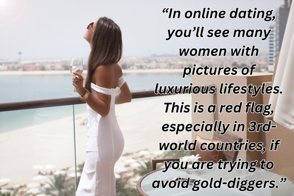 Image for section on avoiding gold-diggers overseas in online dating.