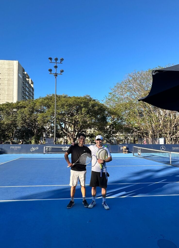 Me playing tennis in Puerto Vallarta, Mexico.