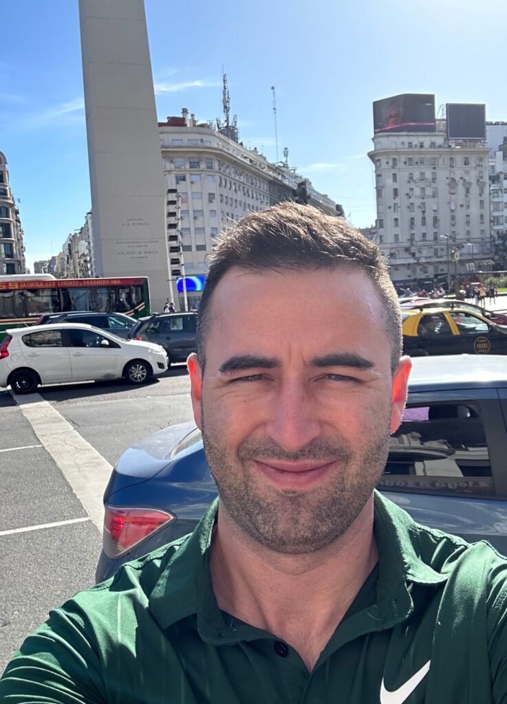 Me taking a selfie at the Obelisk of Buenos Aires.