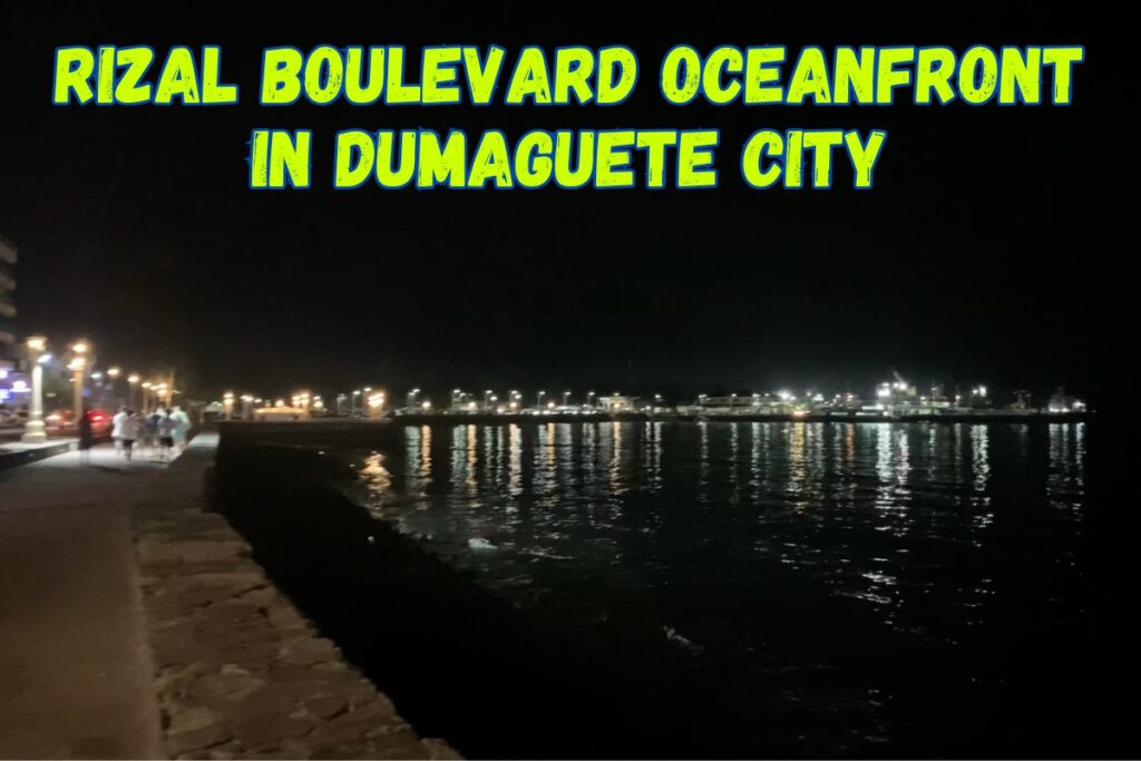 Rizal Boulevard in Dumaguete City, Negros Island, Philippines during night.