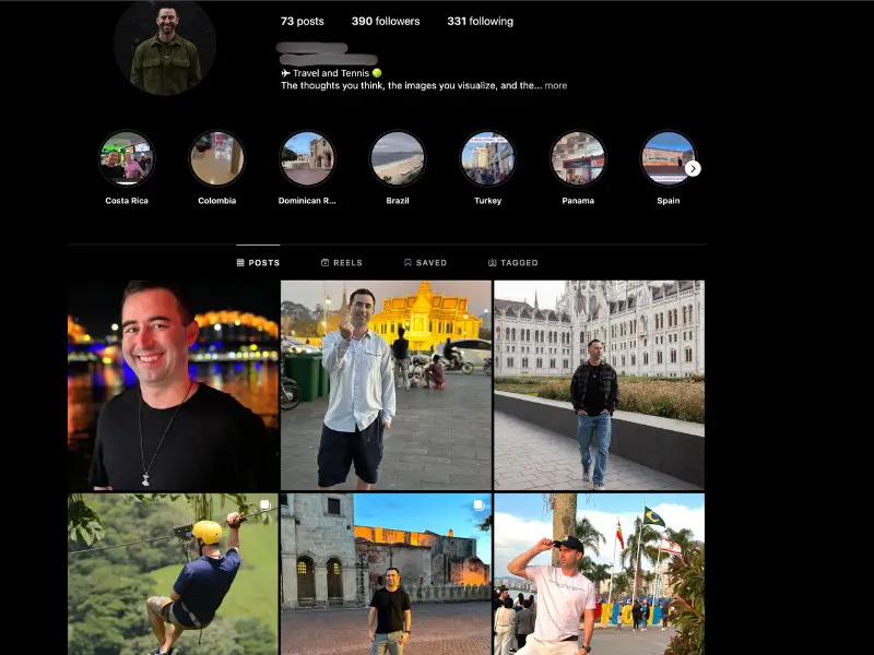 Good Example men's Instagram profile that is optimized for meeting, dating women internationally.